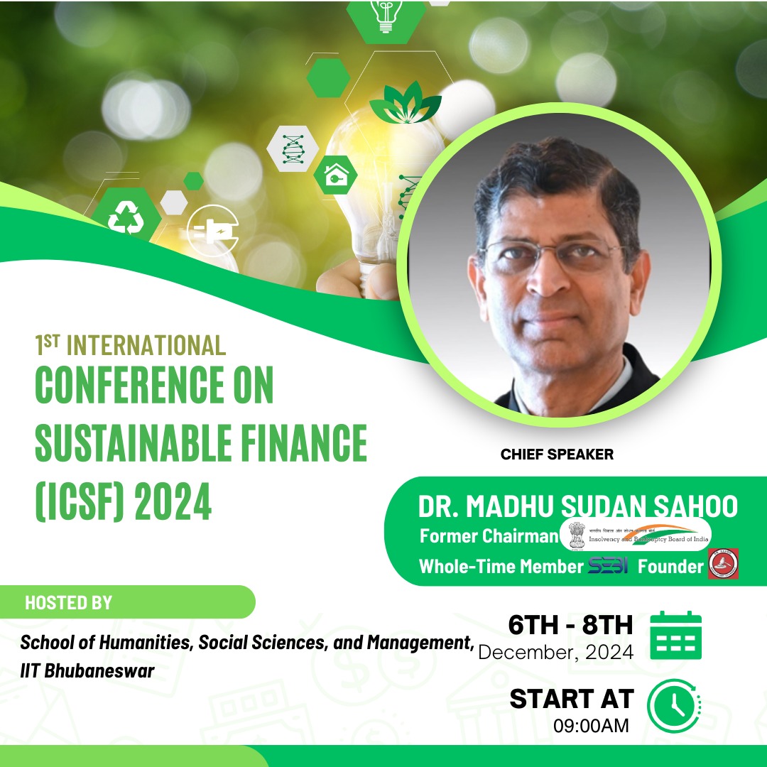 iitbbs's tweet photo. Finance meets sustainability! 
Join us for the 1st International Conference on Sustainable Finance at IIT Bhubaneswar, in collaboration with @NSEIndia, from Dec 6-8, 2024. 
Dive into ESG, green bonds, ethical finance &amp; more. 
#SustainableFinance 
@iitbbs
@FPSB
@NABARDOnline https://t.co/tYrQPFzcaV