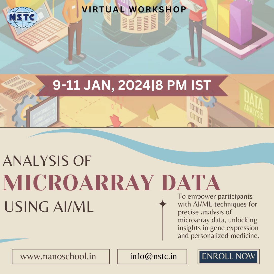 ITBreakCom's tweet image. 🔬 Workshop Title: Microarray Data Analysis with AI/ML
📅 Date: JANUARY 9-11, 2024
🕒 Time: 8 PM IST
🌐 Mode: Online (via Google Meet)
🔗 Register Now: nanoschool.in/enroll-me/?pid…
🔗 Know More: nanoschool.in/biotechnology/…
#MicroarrayAnalysis #AIinBioinformatics #MLinGenomics #Gene