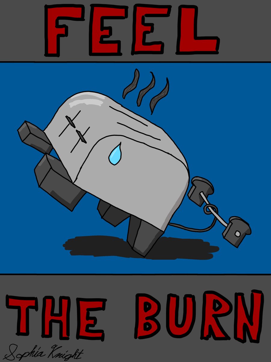 Even sentient toasters get a good healthy routine in their day as they make paninis.

Art done by yours truly on ibisPaint X for iPhone 

<a href="/ChericeLutney/">Cherice Lutney</a> 

#paininc #fanart #slpw #poster