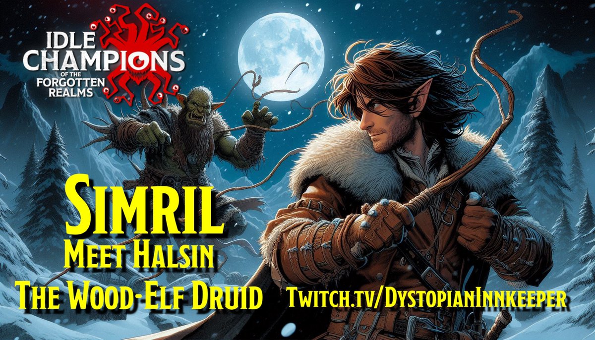 DystopianInn's tweet photo. New #event (Simril) and new Champion (#Halsin) incoming in #IdleChampions #live on #Twitch in ~13hrs:

https://t.co/cDoT3jficf

#SmallStreamersConnect #SmallStreamersCommunity #SmallStreamersConnectRT #9thgaming #TwitchStream https://t.co/m0YfIbQaLI