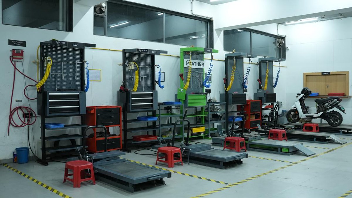 tarunsmehta's tweet photo. We’ve always focused a great deal on our service. And today we’re upgrading the experience even further. Announcing our highest tier service experience with our new service centers: Ather Gold! 

At the new Gold service centres you’ll have :
- Upgraded and streamlined processes following a detailed service guidebook, plus ExpressCare for 60-minute service.
- Our best trained staff. Interviewed directly by our own teams in Bengaluru with superior soft and technical skills.
- Superior infrastructure. Matching the vibe of our ECs - a great, comfortable lounge to chill in while you’re waiting for your vehicle to be ready. 
- Even the coffee will be better :)

Basically, we’re bringing the same level of quality and immersive environment from our Experience Centres to our Service Centres. 

Here’s a glimpse into one of our first Gold Service Centres at Nashik. The upcoming ones will look even better 😎