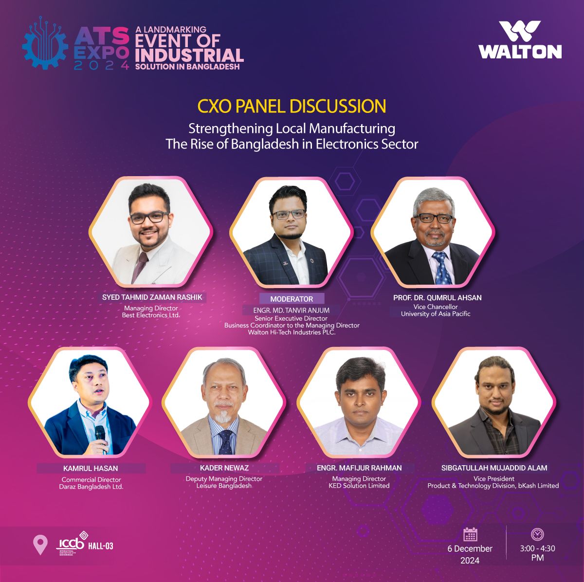 WaltonBD_'s tweet photo. Mark your calendars for an insightful CXO Panel Discussion on "Strengthening Local Manufacturing: The Rise of Bangladesh in the Electronics Sector." 

Don't miss this opportunity to hear from the brightest minds shaping Bangladesh’s industrial future!

#ATSExpo2024 #CXOPanel https://t.co/tAXen7hXtD
