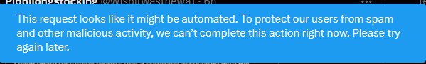 Another great way of stopping us posting if we disagree with Elmo. I can post or like maybe 3 times and then get locked out with this message.

Thanks Space Karen.