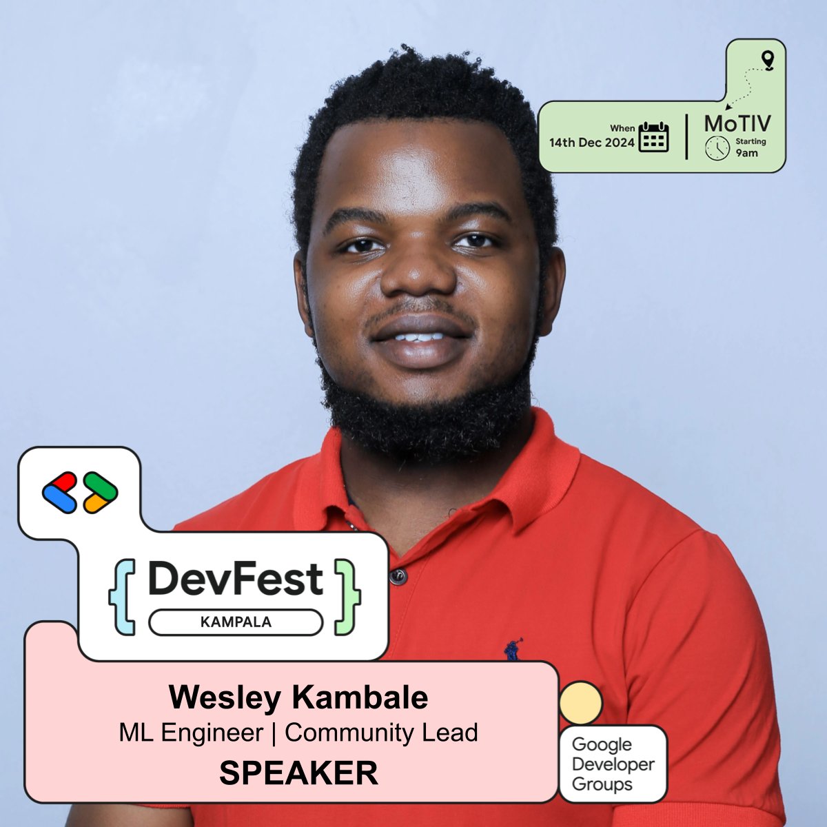 🤖📈 Welcoming @WesKambale , an ML Engineer making strides in Artificial Intelligence.

 Learn how to build smarter systems at #DevFestKampala2024!

Register to catch him live bit.ly/devfest-kla