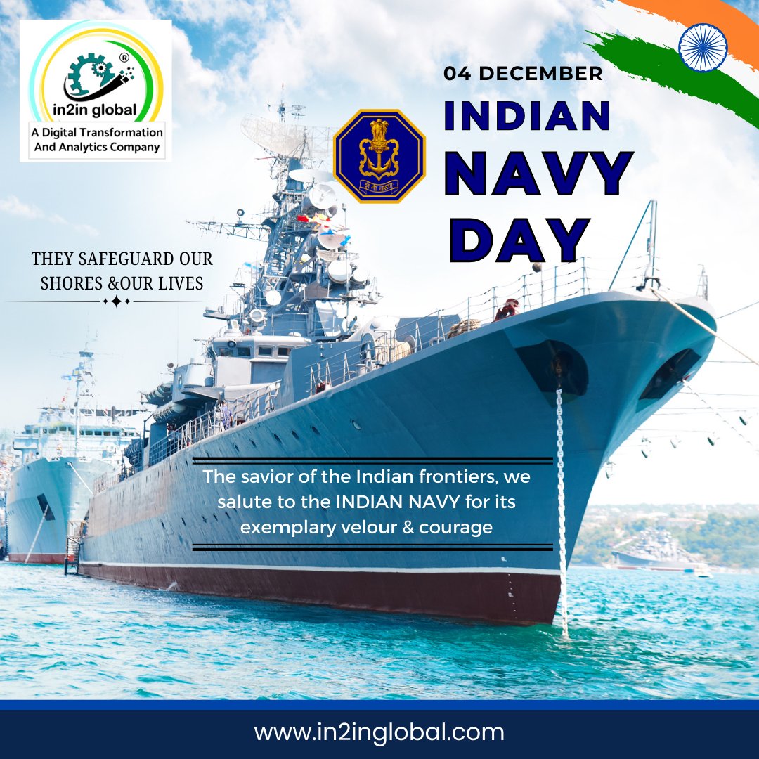 ⚓🌊 Celebrating the courage and dedication of our brave Navy warriors this Indian Navy Day! 🇮🇳✨ 🛡️💙 Let’s salute their unwavering commitment and honor their sacrifices. 🙏🌟 Jai Hind! 🇮🇳 
#IndianNavyDay #In2InGlobal #GuardiansOfTheSea #PrideOfIndia #SaluteToHeroes