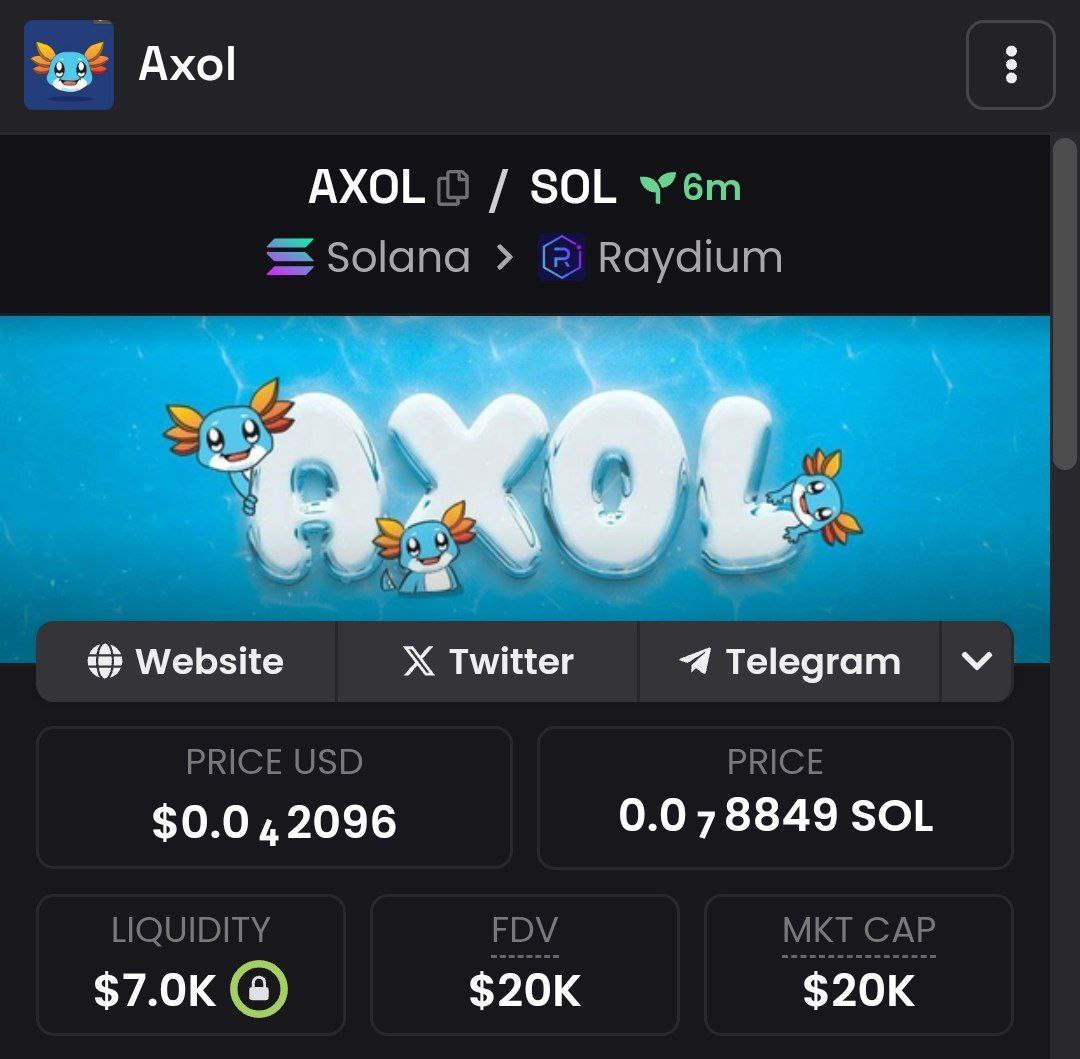 AxolSolana's tweet photo. Dexscreener updated.

https://t.co/zQswosaBbm https://t.co/pYBHXfwVgX