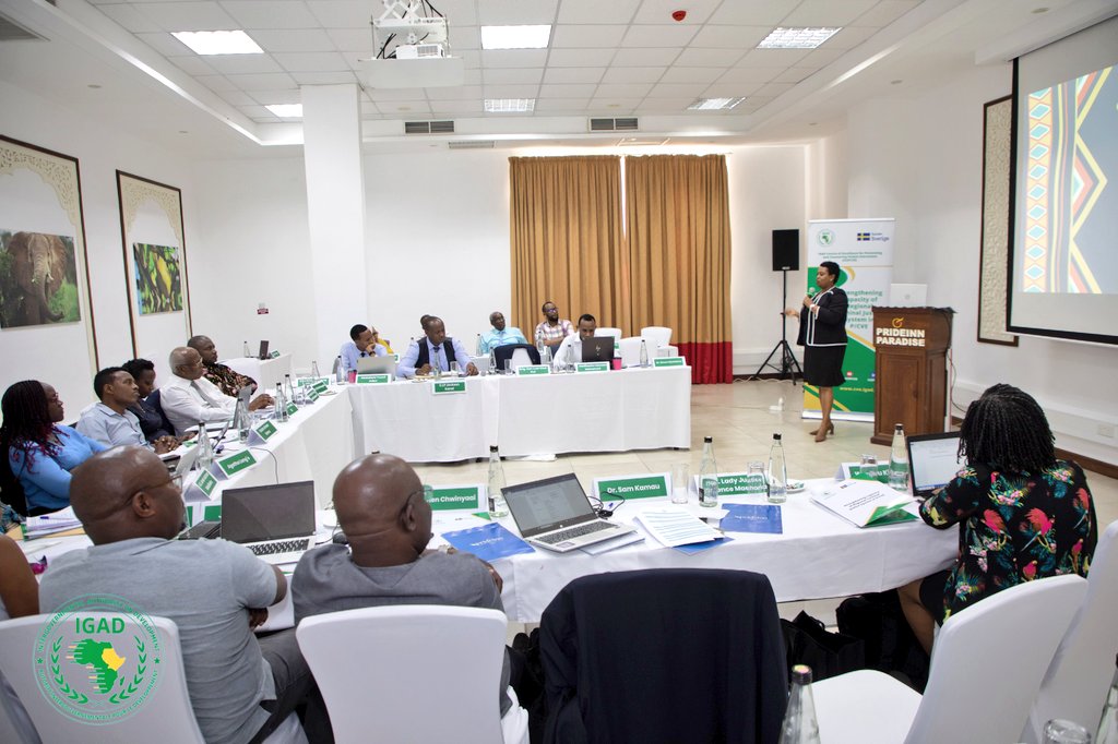 Hon. Lady Justice Florence Macharia facilitates session on overview of the international and regional legal instruments that aid in investigation, prosecution and trial of violent extremism and terrorism cases at the 'Regional Convening on Strengthening Capacity of Criminal