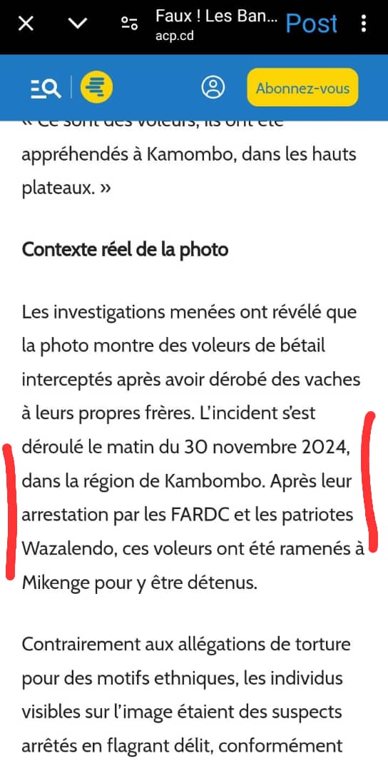 #RDC_ONU:

Selon l'ACP <a href="/acprdcongo/">acp.cd</a> , "ces éleveurs Banyamulenge étaient des voleurs "... C'est grave cette affirmation venant d'une agence du Gouvernement congolais alors que les victimes attendaient la condamnation de l'État congolais des actes odieux qu'ils ont subi de la part