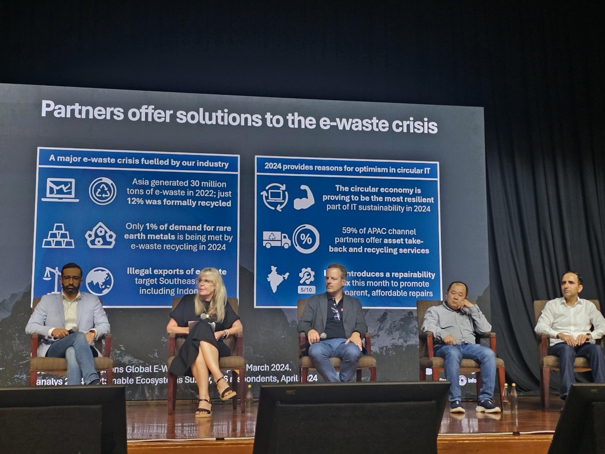 Canalys's tweet image. The "Truly Circular IT: Pipedream or Possibility" Expert Hub at the #CanalysForums2024 APAC tackled the critical challenge of transitioning to a more sustainable, closed-loop IT ecosystem.
Read panel quotes and insights: linkedin.com/feed/update/ur…