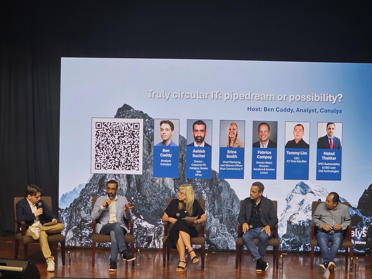 Canalys's tweet image. The "Truly Circular IT: Pipedream or Possibility" Expert Hub at the #CanalysForums2024 APAC tackled the critical challenge of transitioning to a more sustainable, closed-loop IT ecosystem.
Read panel quotes and insights: linkedin.com/feed/update/ur…