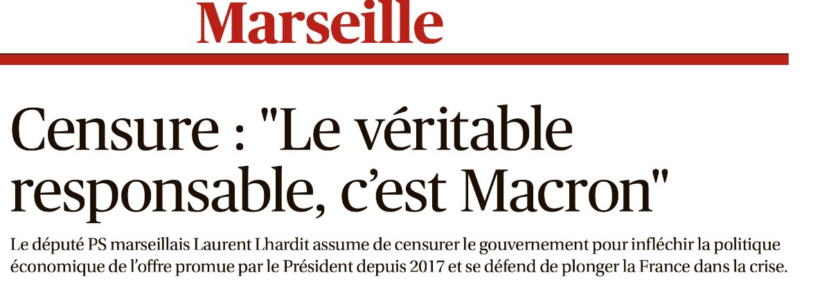 Eclairage intéressant : <a href="/LaurentLhardit/">Laurent Lhardit</a> votera donc cette censure, exactement comme l’aurait votée son concurrent RN aux législatives.

Majorité de M. Payan et RN : déterminés, ensemble, à semer le chaos. Il faudra nous en souvenir en 2026 !