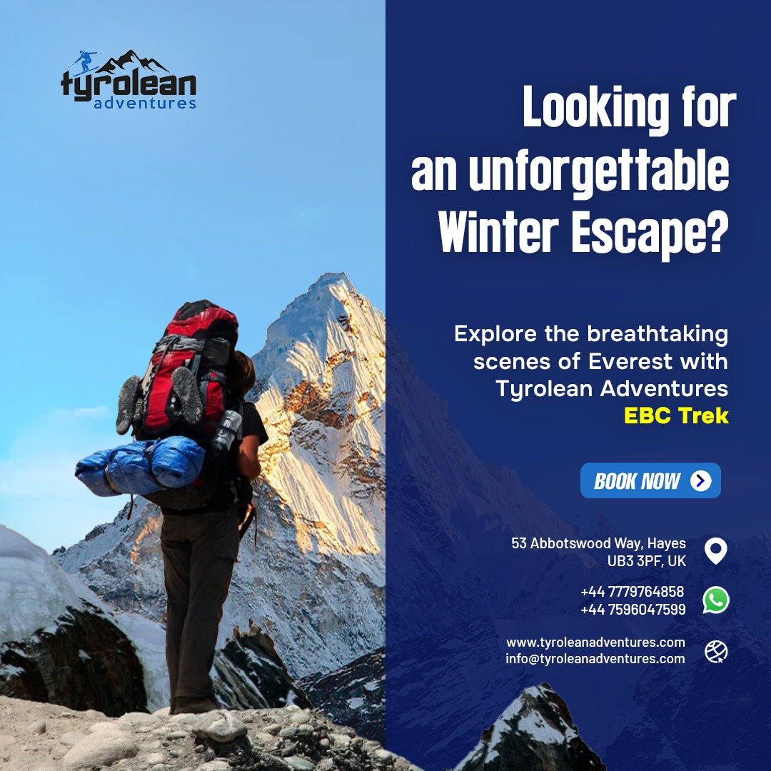 tyroleanski's tweet photo. ❄️ Dreaming of an epic winter adventure?

Step into the heart of the Himalayas with Tyrolean Adventures' Everest Base Camp Trek! 🏔️ 

📞 +44 7779764858 | +44 7596047599
✨ Book now for a winter escape you’ll never forget!

.
.
#EverestBaseCamp #WinterEscape #TyroleanAdventures https://t.co/fszBo5KPvd