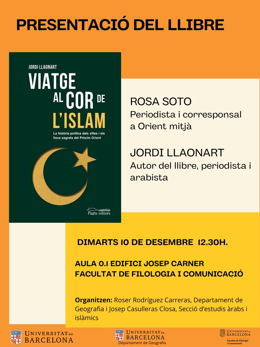 🚨 Presentacions a 𝗕𝗮𝗿𝗰𝗲𝗹𝗼𝗻𝗮 i 𝗦𝗮𝗯𝗮𝗱𝗲𝗹𝗹

🗓️ Dimarts, 10 de desembre

𝗕𝗮𝗿𝗰𝗲𝗹𝗼𝗻𝗮
⏰ 12.30 h
📍 Facultat de Filologia i Comunicació de la UB
Aula 0.1 edifici nou
C. Aribau, 2

𝗦𝗮𝗯𝗮𝗱𝗲𝗹𝗹
⏰ 19.00 h
📍 Mala Peça Llibreria
C. Doctor Puig, 14