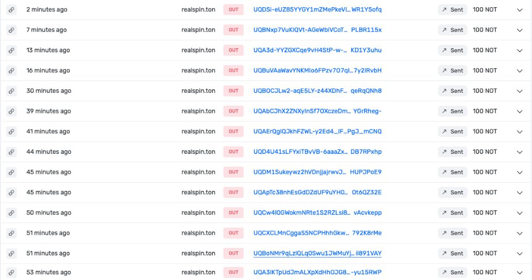 RealSpin_Team's tweet photo. 💎 Withdrawals added! 🎉
Congratulations to these users for getting 100$NOT withdrawals! 🎉
Spin for more rewards - every spin counts!
The next payout could be waiting for you! 💥
Join us: https://t.co/mXwQ7w8Exr
#RealSpin #LuckyHours #SpinAndWin https://t.co/49A8kpWSLT