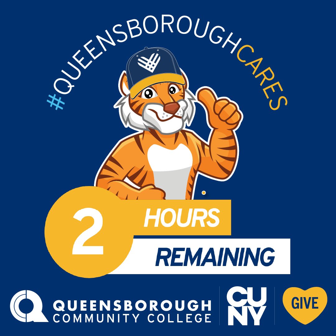 QCC_CUNY's tweet image. ⏳ Only 2 Hours Left! Help Queensborough support students with your donation to: 

The Food Pantry 🍎,  the Promise Scholarship 🌟, or 🏳️‍🌈 the LGBTQIA+ Center. 

Do good, give now! 💙 queensborough.cunytuesday.org 

#CUNYTuesday #QueensboroughCares #SupportStudentSuccess #DoGoodGive