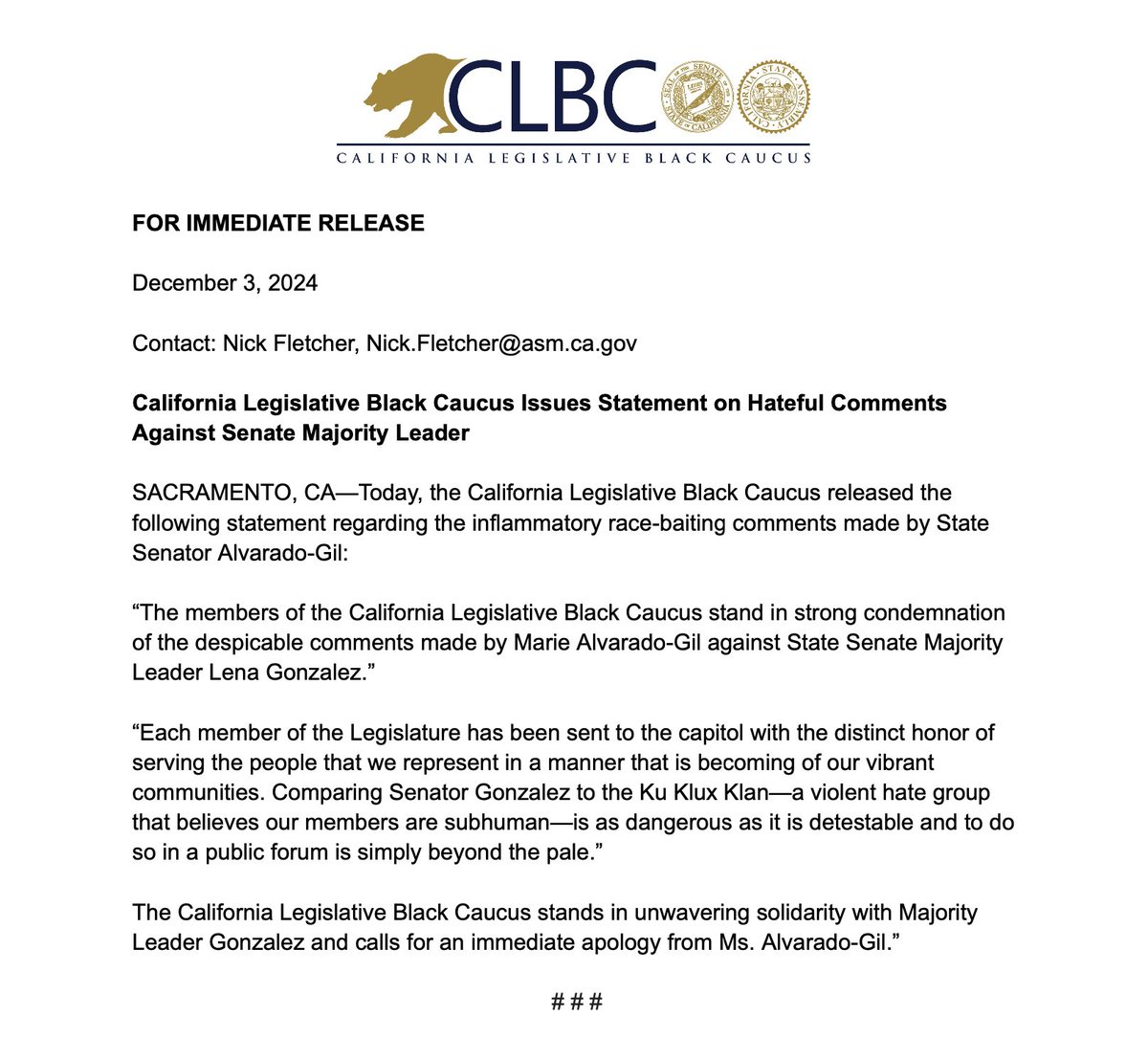 California Legislative Black Caucus tweet media