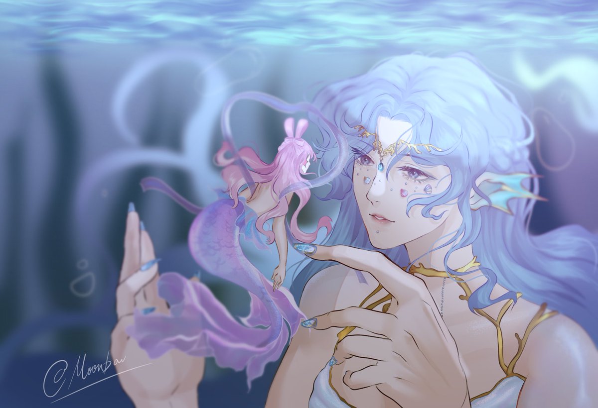 Moonbow_30's tweet photo. Random merfolk art I felt inspired to draw! I was experimenting on things if you can tell teehee
_

#art #Mermaid https://t.co/vW5UOMQ0jt