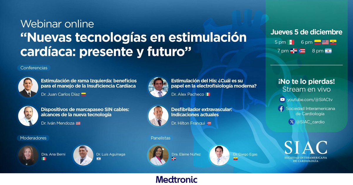 Ivan Mendoza (@mencardio) on Twitter photo Proximo Jueves 5 de diciembre Webinar de la <a href="/SIAC_cardio/">SIAC</a> sobre Nuevas tecnologías en estimulación cardiaca:Presente y Futuro <a href="/adribaran/">Adrian Baranchuk MD FACC FRCPC FCCS FSIAC</a> <a href="/AnaGMuneraE/">Ana G. Múnera Echeverri</a> <a href="/gonzaeperez/">Gonzalo Perez</a> Dra Ana Berni <a href="/ivanovich13/">Ivan Mendoza</a> <a href="/ManlioMarquez/">Manlio Márquez Murillo</a> Proximo Jueves 5 de diciembre Webinar de la <a href="/SIAC_cardio/">SIAC</a> sobre Nuevas tecnologías en estimulación cardiaca:Presente y Futuro <a href="/adribaran/">Adrian Baranchuk MD FACC FRCPC FCCS FSIAC</a> <a href="/AnaGMuneraE/">Ana G. Múnera Echeverri</a> <a href="/gonzaeperez/">Gonzalo Perez</a> Dra Ana Berni <a href="/ivanovich13/">Ivan Mendoza</a> <a href="/ManlioMarquez/">Manlio Márquez Murillo</a>