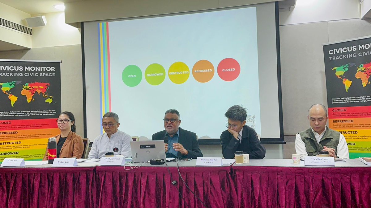 Josef Benedict (@josefroy2) on Twitter photo Launch of the <a href="/CIVICUSMonitor/">CIVICUS Monitor</a> People Power Under Attack 2024 in #Taiwan today. We shared our global and #Asia Pacific ratings and findings for 2024 and heard from activists working on #Vietnam and #Myanmar #PeoplePower2024
Check out our new report here: monitor.civicus.org Launch of the <a href="/CIVICUSMonitor/">CIVICUS Monitor</a> People Power Under Attack 2024 in #Taiwan today. We shared our global and #Asia Pacific ratings and findings for 2024 and heard from activists working on #Vietnam and #Myanmar #PeoplePower2024
Check out our new report here: monitor.civicus.org