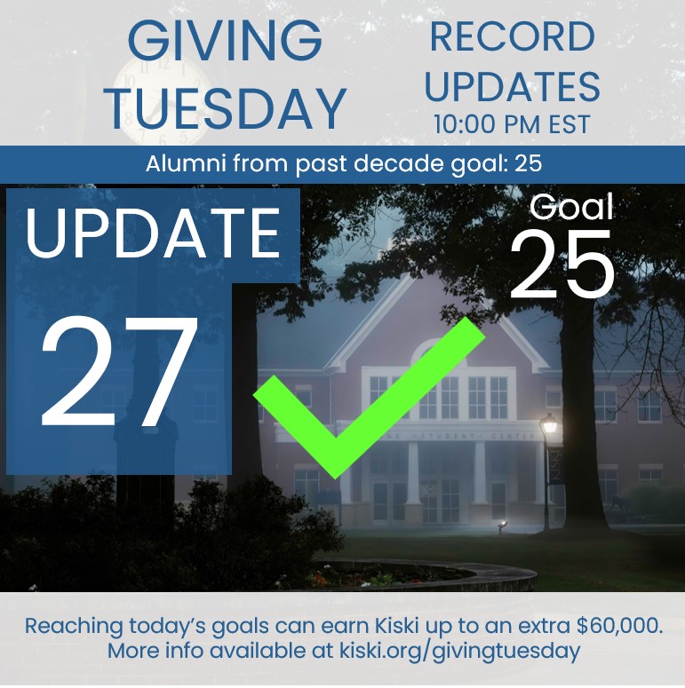 Last call!

Here's where we stand as we enter the final hours of Giving Tuesday. We have pledged gifts arriving by mail over the next several days and we will need a push over the line.

Thanks again, all!

Join at kiski.org/alumni/giving/…