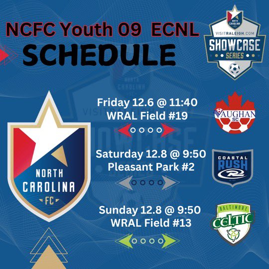 NCFC Showcase this weekend!!!! Come watch us play!! <a href="/NCFC_Youth/">NCFC Youth</a> <a href="/NCFC_ECNLGirls/">NCFC ECNL Girls</a> <a href="/NCFC_ECNLGirls/">NCFC ECNL Girls</a> <a href="/ImYouthSoccer/">ECNL/GA/Recruiting/College Soccer</a> <a href="/ImCollegeSoccer/">College Soccer Truth ™</a> <a href="/PrepSoccer/">Prep Soccer ⚽️</a>