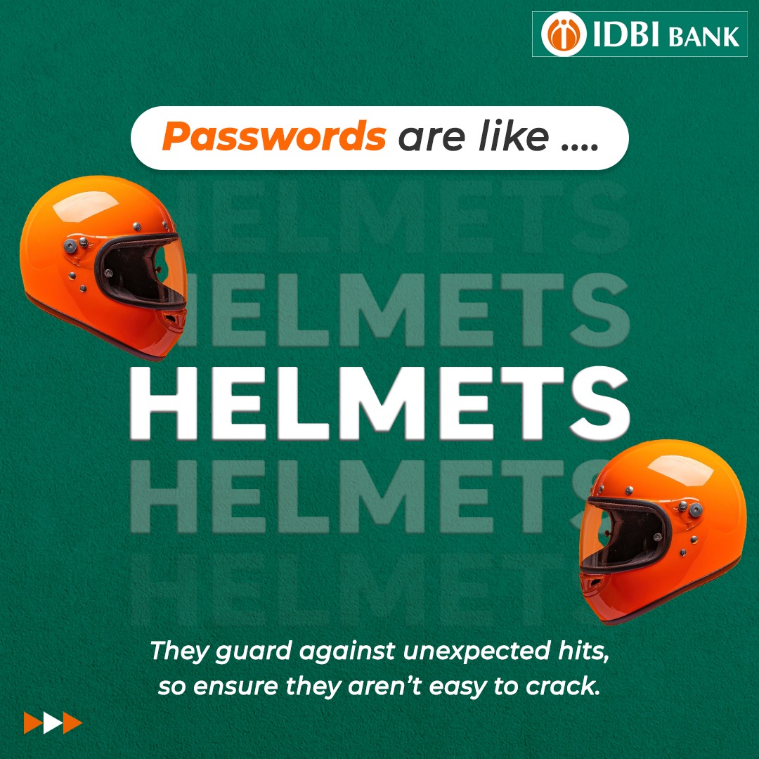 IDBI_Bank's tweet image. Safeguard your digital security with strong, unique, and private passwords.

#IDBIBank #CyberJagrooktaDiwas #StrongPasswords #UniquePasswords #DigitalSecurity