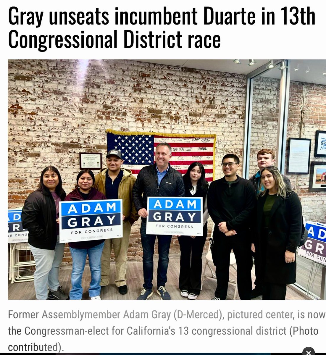 jeanquan's tweet photo. Tonight #Democrat #AdamGray proclaimed victory in #CA13 and according to the #TurlockJournal GOP Rep #JohnDuarte has called to concede. Today’s vote update gives Gray a 187 vote lead. It has not been officially called by AP.
#EveryVoteCounts https://t.co/gqPtv1TzCm