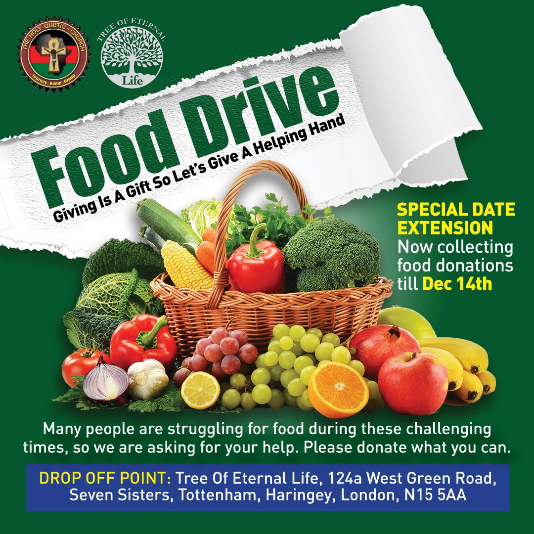 Qubtic_ChurchUK's tweet photo. FOOD DRIVE 2024
We are calling upon the #community to donate any #food items to help struggling families. Please be advised that all items must be in NEW condition and have shelf life that goes into 2025.
For info call 0208 800 3114
Thank you for your help 🙏🏿
#donatingfood https://t.co/SrmeOpO950