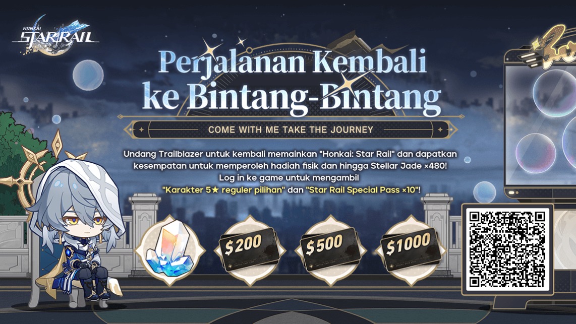 Egawa46's tweet photo. Trailblazer yang Kembali dapat menghubungkan kode undangan dan log in ke game untuk memenangkan Stellar Jade, Gift Card, dan hadiah kejutan lainnya! https://t.co/oMETs4NtY2