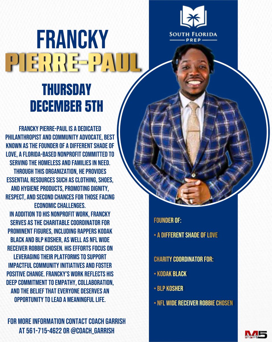 We’re ecstatic to have Francky Pierre-Paul of A Different Shade of Love with us Thursday. Francky is also the charitable coordinator for rappers Kodak Black and BLP Kosher as well as NFL Wide Receiver Robbie Chosen