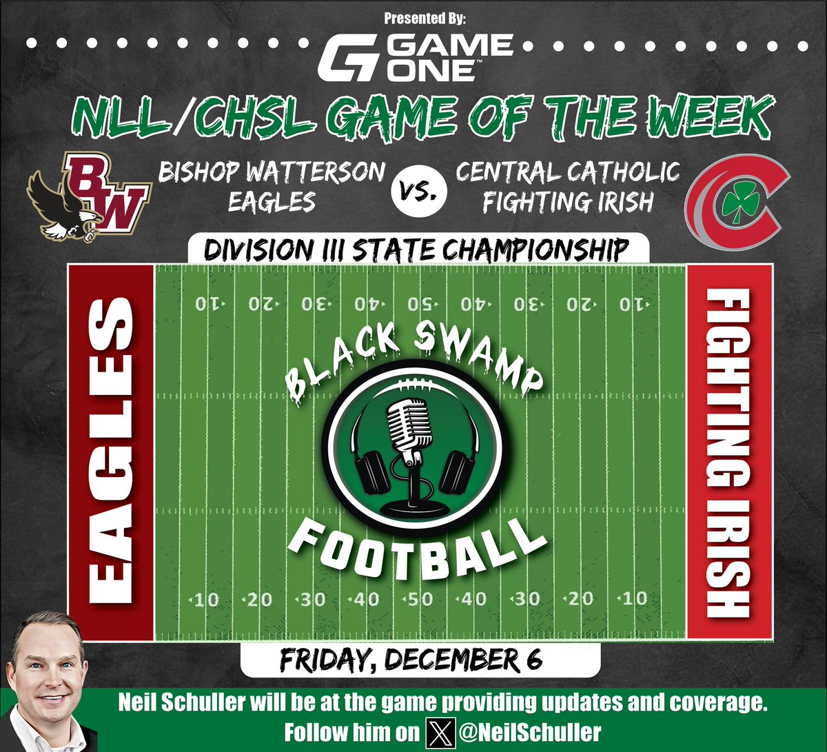 Neil Schuller (@neilschuller) on Twitter photo 🏈Excited to be back in Canton for the <a href="/OHSAASports/">OHSAA Sports</a> Division 3 State Championship this Friday at 3:00! 🏈
🦅<a href="/BWHSFootball1/">Watterson Football</a>🦅
☘️<a href="/ToledoCCHS_FB/">Central Catholic Football</a>☘️
Coverage presented by <a href="/GameOne_USA/">Game One</a> from Tom Benson Hall of Fame Stadium! 🏈Excited to be back in Canton for the <a href="/OHSAASports/">OHSAA Sports</a> Division 3 State Championship this Friday at 3:00! 🏈
🦅<a href="/BWHSFootball1/">Watterson Football</a>🦅
☘️<a href="/ToledoCCHS_FB/">Central Catholic Football</a>☘️
Coverage presented by <a href="/GameOne_USA/">Game One</a> from Tom Benson Hall of Fame Stadium!