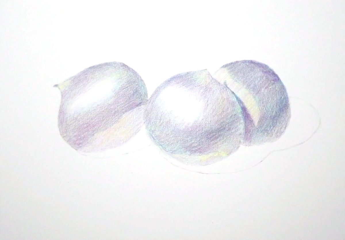 「1時間50分くらいで描いた栗。←描き出し→完成ベースの色は結構カラフル。 」|Naoya Ohtaniのイラスト