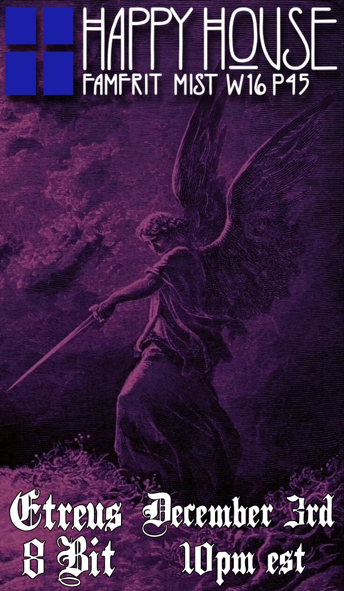 EightBitWitch's tweet image. Hey y'all! Happy House is open for business! Come join us for a night of gothic fun. Etreus is on decks right now and I'll take the stage in a couple of hours. Come vibe!