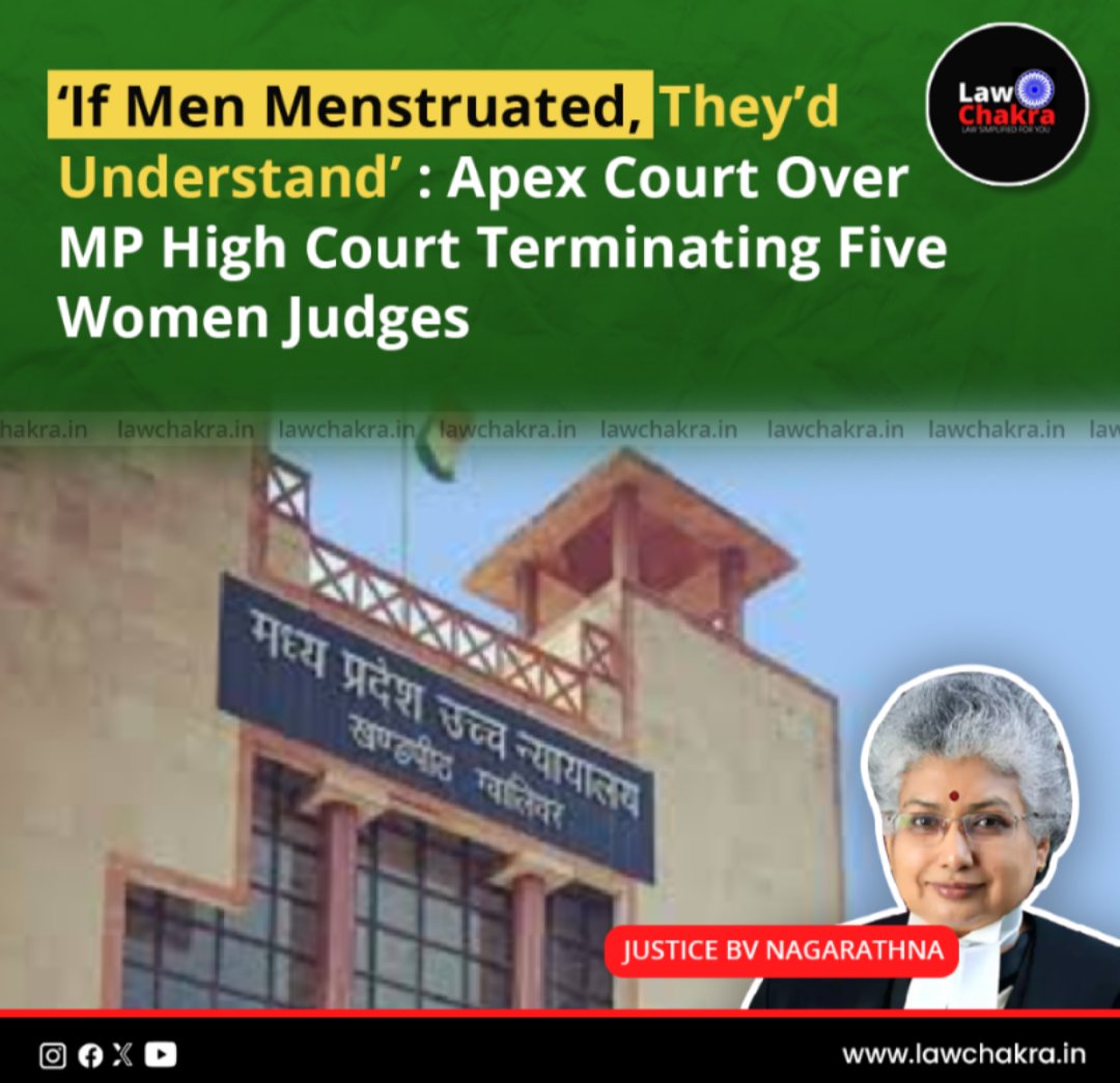 LawChakra's tweet image. &quot;If Men Menstruated, They’d Understand&quot;: Supreme Court Reacts to MP High Court&apos;s Decision to Terminate Five Women Judges.

Read More at: lawchakra.in/if-men-menstru…

#WomenInLaw #GenderEquality #SCJudgment #MPHighCourt #WomenJudges #LegalReform #MenstruationMatters #JudicialEquality…