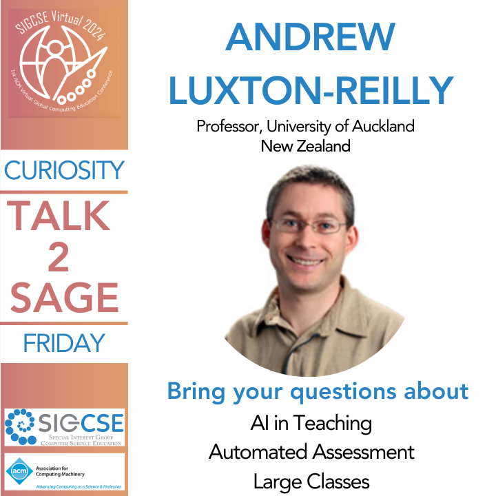SIGCSE_Virtual's tweet photo. We will have Andrew Luxton-Reilly, Ethel Tshukudu, Paul Denny, Pedro Feijóo, and Rodrigo Duran! https://t.co/zVotcTV0xS