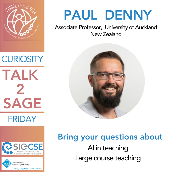 SIGCSE_Virtual's tweet photo. We will have Andrew Luxton-Reilly, Ethel Tshukudu, Paul Denny, Pedro Feijóo, and Rodrigo Duran! https://t.co/zVotcTV0xS