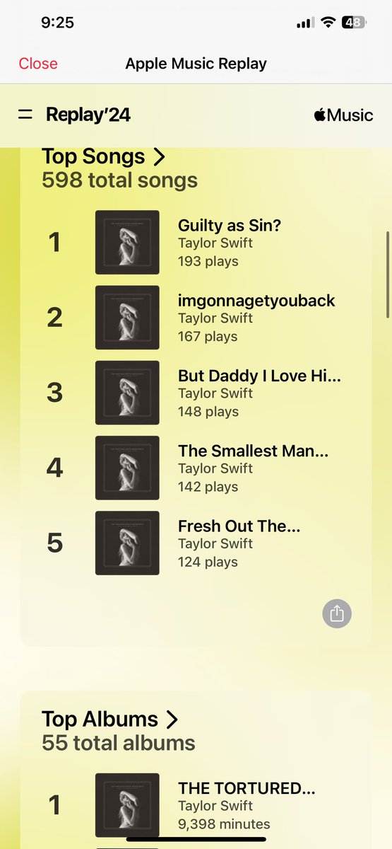 MidnightSea17's tweet photo. @taylornation13 @taylorswift13 #AppleMusicReplay2024 #TaylorSwift #TTPD #albumoftheyear 

Well, I am
Not surprised. 
I am guilty as sin. 
Try. And. Come. For. My. Job https://t.co/wtKaCDgkFA