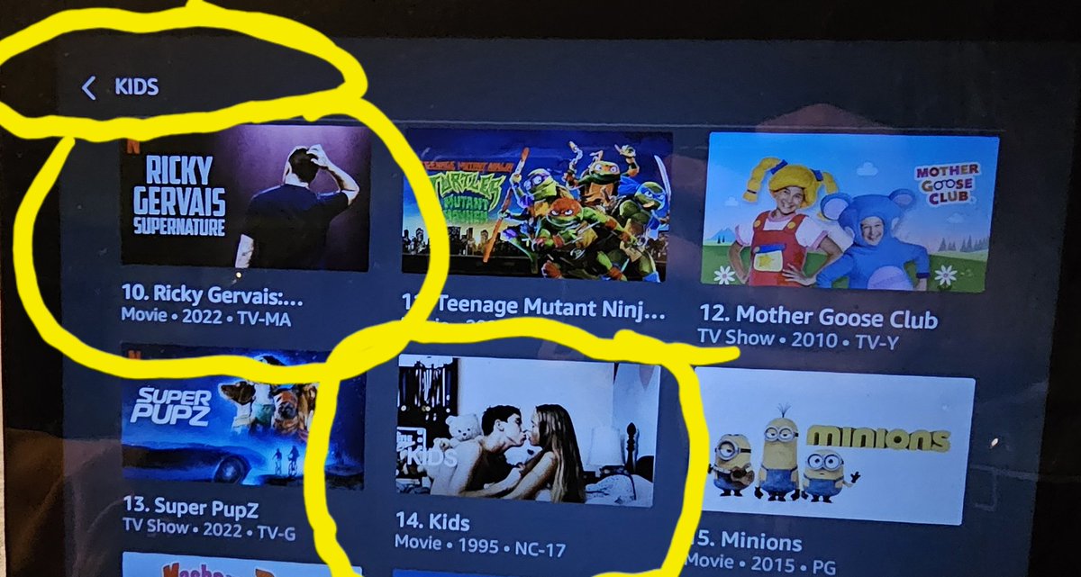 DonovanNichols's tweet image. @netflix when I click on the "Kids" video playlist on my Echo Show to look for kids shows, why do you have "Ricky Gervais Supernature" (TV-MA) and "Kids" (NC-17) on the "Kids" list? #notkidappropriate #removethem #netflixfail #fail