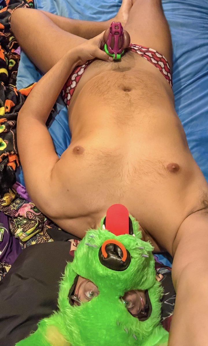 Got told to lock up in a smaller cage. I’ll have to earn the bigger one. Another fun cage from <a href="/kink_wear/">KINK💙WEAR</a> 
#lockedpup #teamlockedmen #chastitypup #gaypup