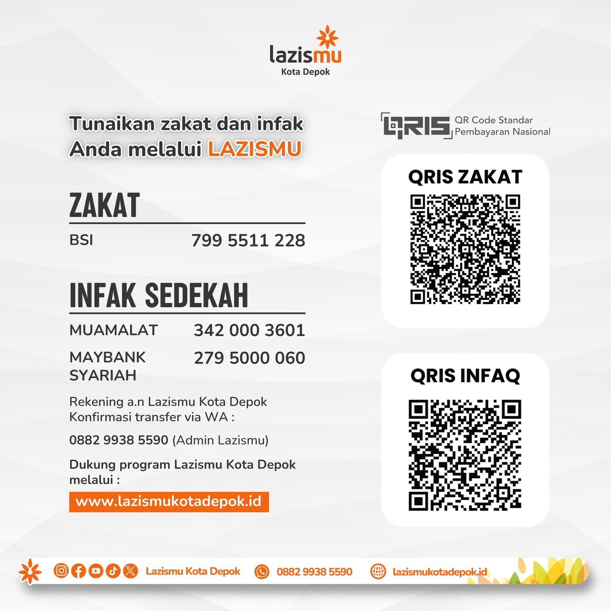Sobat Lazismu, ada banyak keberkahan yang kita dapatkan di hidup kita jika kita bersedekah. Bahkan, rezeki kita bisa makin lancar.

“Sedekah itu tidak akan mengurangi harta." (HR. Ahmad)

Yuk bersedekah sekarang!

#lazismu #sedekah #infak #hadits #motivasi #inspirasi