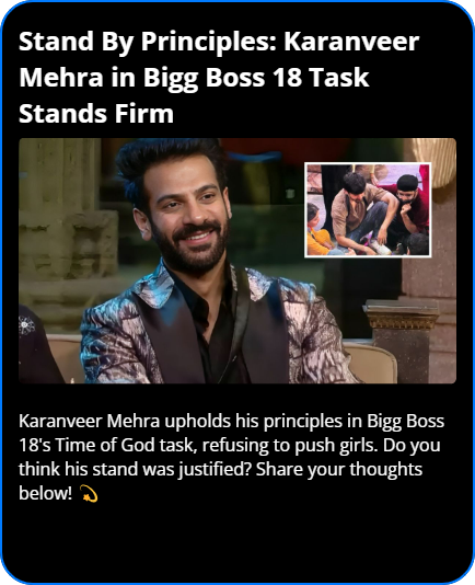 nmbuzzofficial's tweet photo. Latest News Update
#BiggBoss18 #KaranveerMehra #TimeOfGod #Principles #StandFirm https://t.co/hxDUcmdEQ9