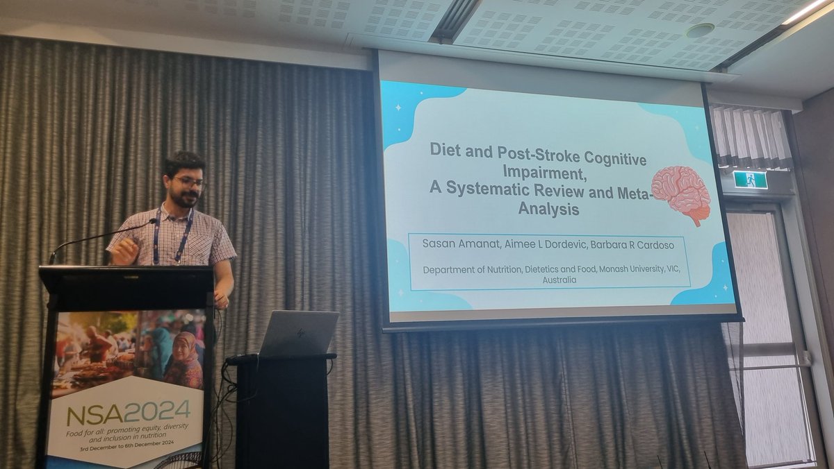 Dr Barbara R Cardoso (@baritacardoso) on Twitter photo Proud supervisor moment: @sasanamanat presented the findings of our SLR on nutritional interventions and post-stroke #cognitiveimpairment at #NSA24.
 There is a massive gap in the literature & he'll explore that further in his PhD.
<a href="/MonashNutrition/">Monash Nutrition</a> <a href="/nutsocaus/">NSA</a> Proud supervisor moment: @sasanamanat presented the findings of our SLR on nutritional interventions and post-stroke #cognitiveimpairment at #NSA24.
 There is a massive gap in the literature & he'll explore that further in his PhD.
<a href="/MonashNutrition/">Monash Nutrition</a> <a href="/nutsocaus/">NSA</a>