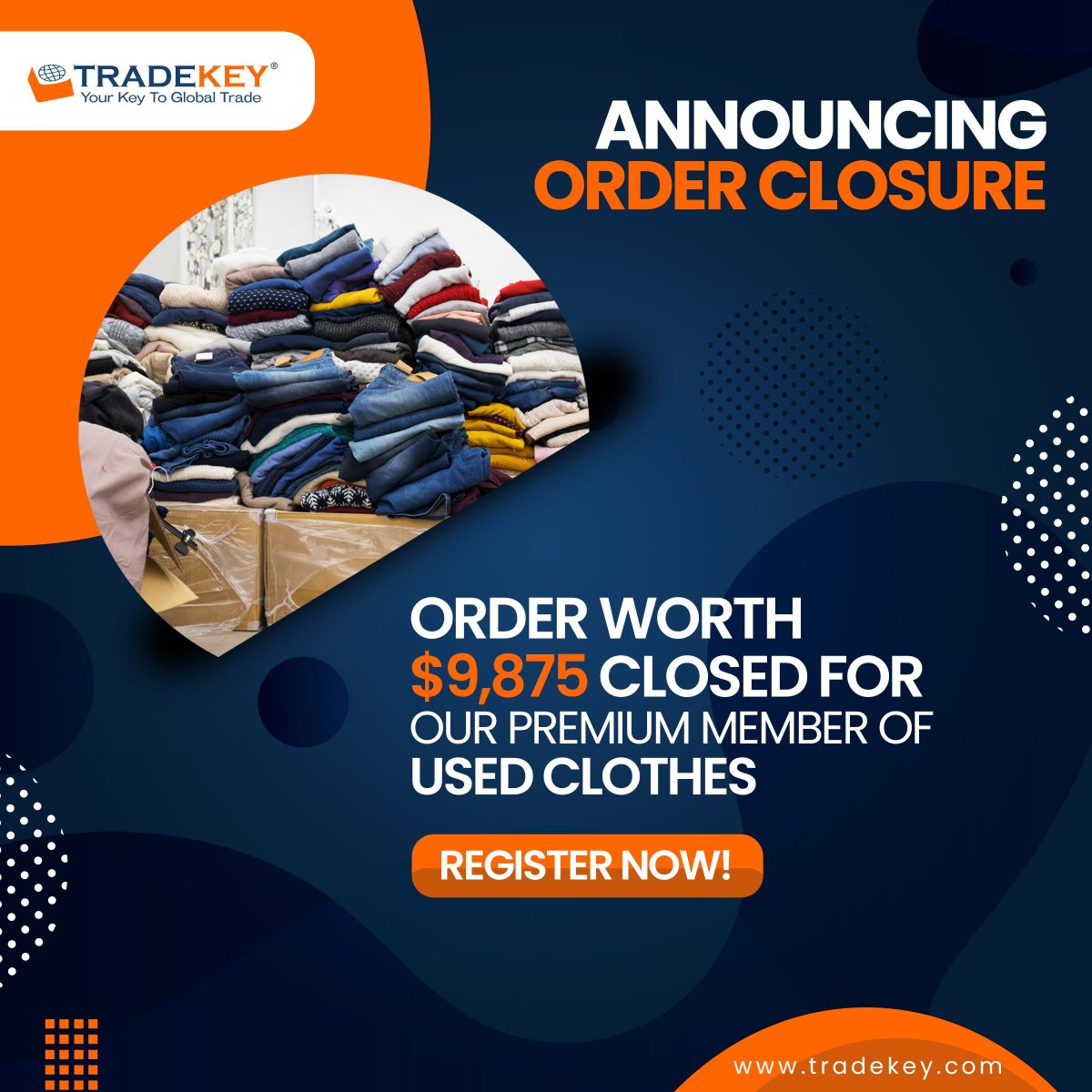 We just closed a $9,875 order for our premium member in USED CLOTHES!  Our premium members are reaping the benefits of our exceptional services, and you can too
Join TradeKey today to access incredible opportunities and elevate your business to new height
premiumservices.tradekey.com/?utm_source=SM…