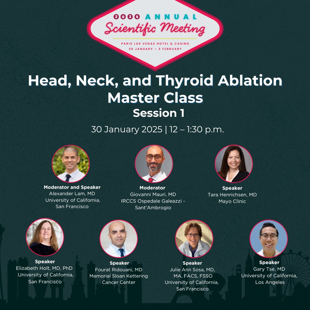 SIO (@sio_central) on Twitter photo Join us for the Head, Neck, and Thyroid Ablation Master Class, taking place on 30 January 2025, during #SIOVegas. Session one will deepen your expertise in thyroid ablation, addressing diagnosis, management, and advanced practices. Learn more and register: bit.ly/4fHilfF Join us for the Head, Neck, and Thyroid Ablation Master Class, taking place on 30 January 2025, during #SIOVegas. Session one will deepen your expertise in thyroid ablation, addressing diagnosis, management, and advanced practices. Learn more and register: bit.ly/4fHilfF