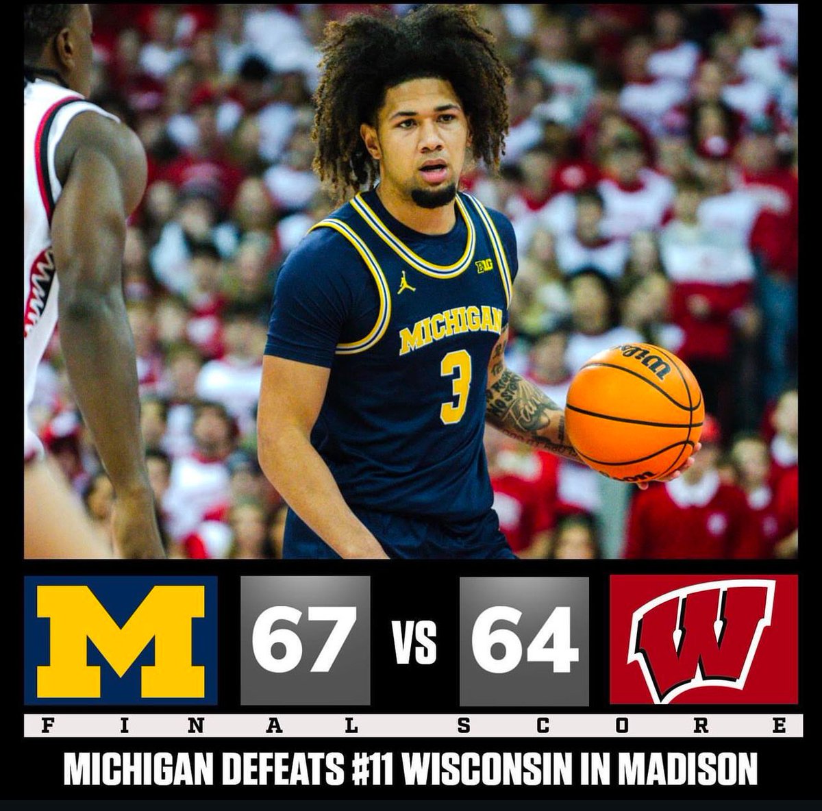 SantaJOno's tweet photo. Michigan beats #11 Wisconsin at Wisconsin in the B1G opener. This is going to be a fun year. 〽️ https://t.co/2iaPT8884w