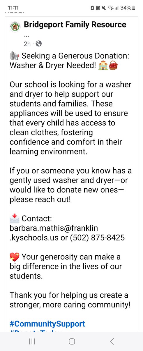 This is the school my mom used to work at, they need a washer and dryer to make sure kids have access to clean clothes. Can someone help them get one? It would be an amazing Christmas gift!