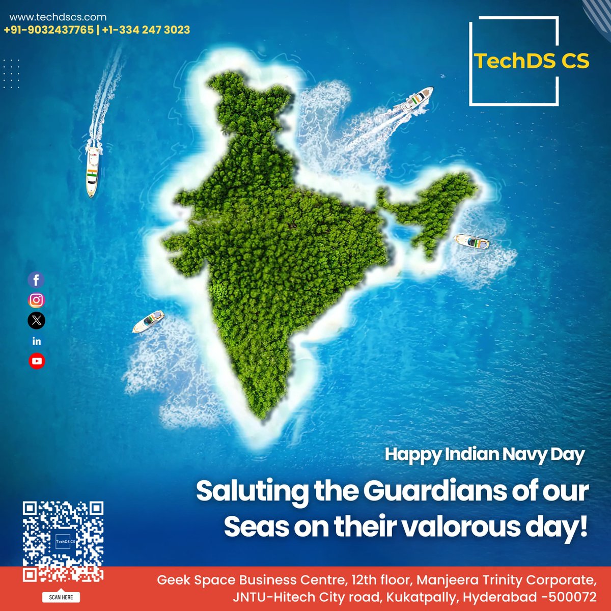 TechDSCS's tweet image. Saluting the courage and dedication of our Indian Navy, safeguarding the seas and ensuring our nation&apos;s security. Happy Indian Navy Day.

📞 +91-9032437765 | +1-334 247 3023

#TechDSCS #IndianNavy #NavyDay #NavyHeroes #IndianNavyDay #ProudToBeIndian #DefendersOfTheSea