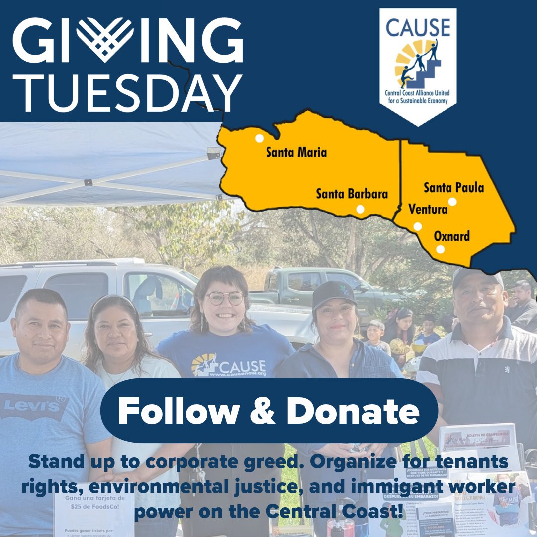 Communities need local organizing against corporate greed and toward a more vibrant, just, and sustainable future.

This #GivingTuesday, you can help us do that work on the Central Coast with a gift of $50, $100, or any amount that feels generous to you causenow.org/donate