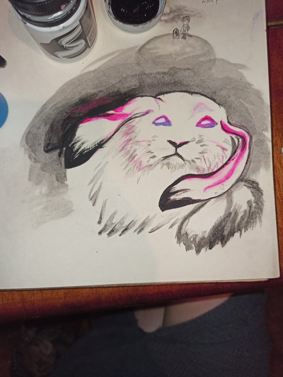 rubyrenme's tweet image. Зайчик. Ночной зайчик. Нарисован ночью. 

#ночнойарт #nightart #hair #зайчик #заяц