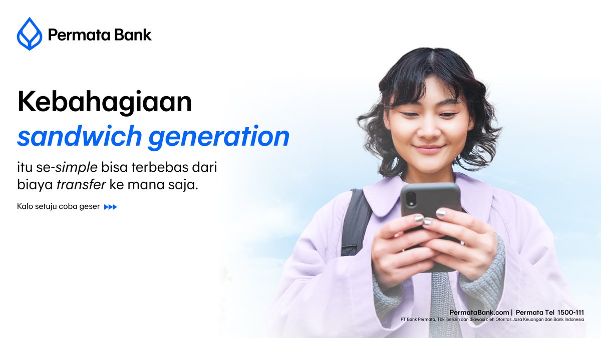 PermataBank's tweet photo. Pejuang sandwich generation pasti relate banget buat transfer ke ayah, ibu, adik, bayar sekolah anak, sampai beli keperluan keluarga sendiri.
Daripada punya banyak bank, mending pake Permata ME yang bisa transfer ke mana aja tanpa biaya admin dengan BI-Fast.
#AllinME #PermataME https://t.co/b2zEMnBDiE